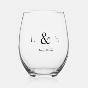 Drinkware Set Customisable Initials for Wedding Stemless Wine Glass