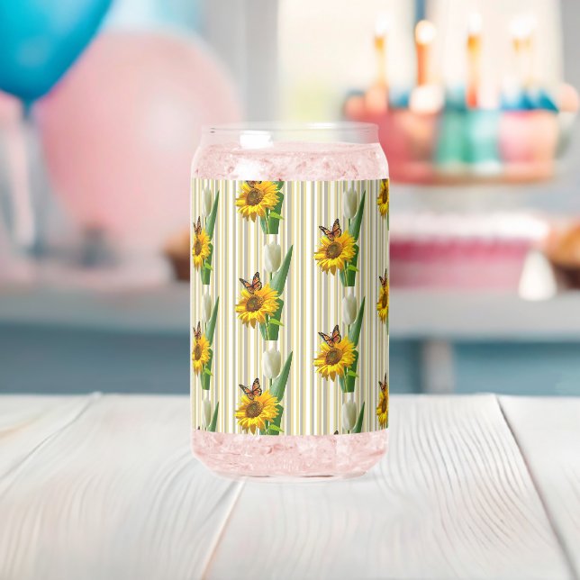 Drinkware Set Cute Sunflower Butterfly  Can Glass (Insitu (Baby Shower))