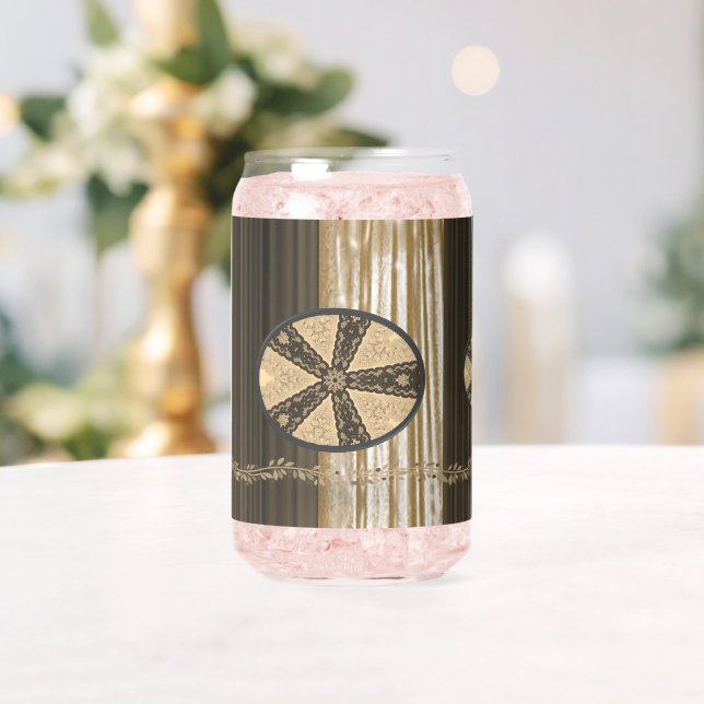 Drinkware Set Earth Tone Brown Beige Floral Can Glass (Insitu (Wedding))