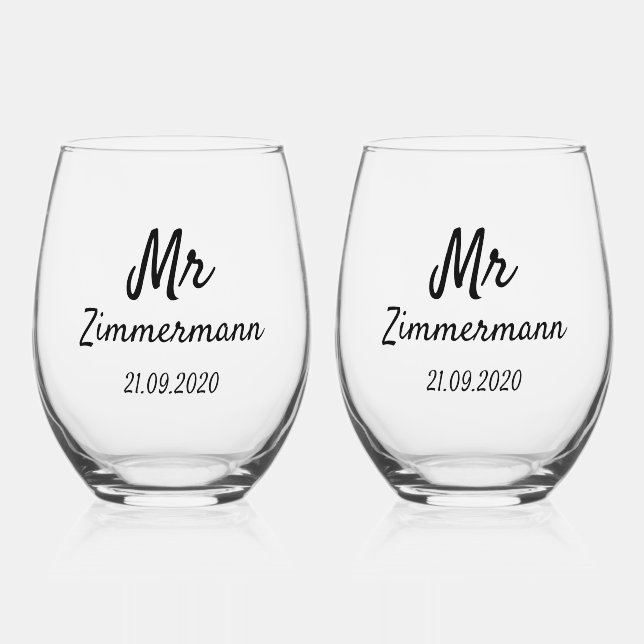 Drinkware Set - Mr and Mr Zimmermann Design Stemless Wine Glass (Front)