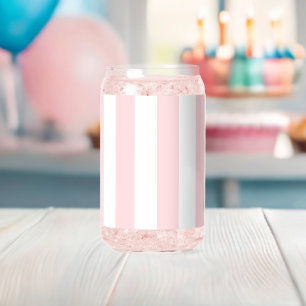 Drinkware Set Pink & White Stripe Can Glass