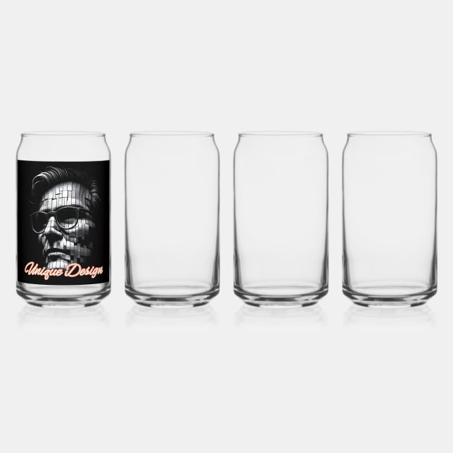 Drinkware Style: Printed Can Glass, Set: Set of 4, Glass (Front)