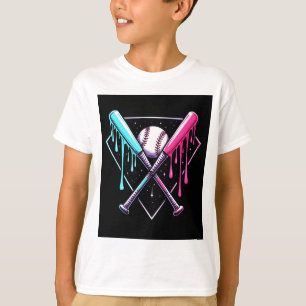 Drip Baseball Bat Magic – Neon Splash Home Plate T-Shirt