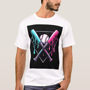 Drip Baseball Bat Magic – Neon Splash Home Plate T-Shirt