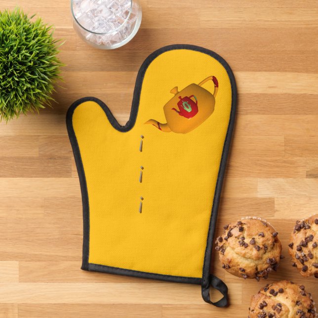 Drip Drip Double Teapot Yellow  Chef Baker        Oven Mitt (Top down)
