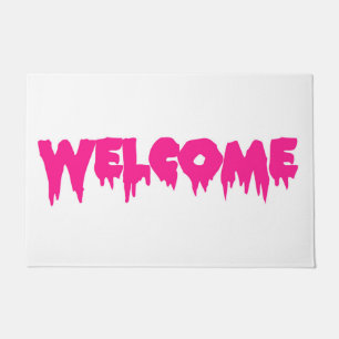 Drip Font WELCOME Doormat- Hot Pink Text Doormat