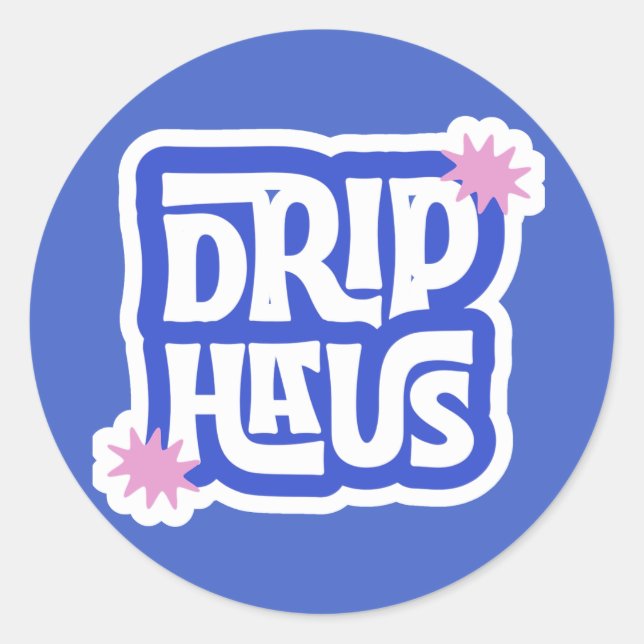 Drip Haus – Retro Playful Logo Classic Round Sticker (Front)