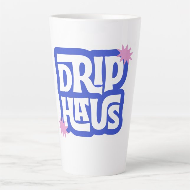 Drip Haus – Retro Playful Logo Latte Mug (Front)