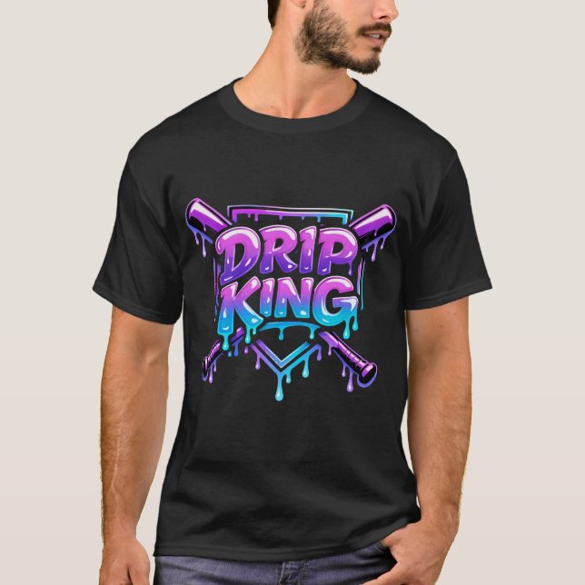 Drip King Baseball Typography T-Shirt (Front)