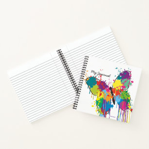 Drip-Paint Abstract Butterfly Spiral Notebook
