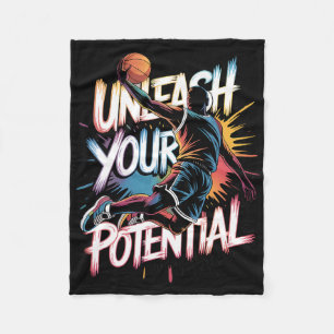 Drip Sketll Unleash Your Potential Slam Dunk Color Fleece Blanket
