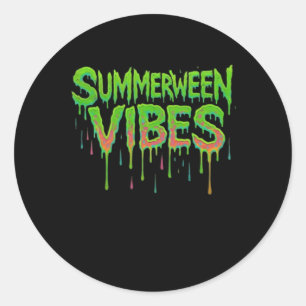 Drip Summerween Vibes Spooky Fun Classic Round Sticker