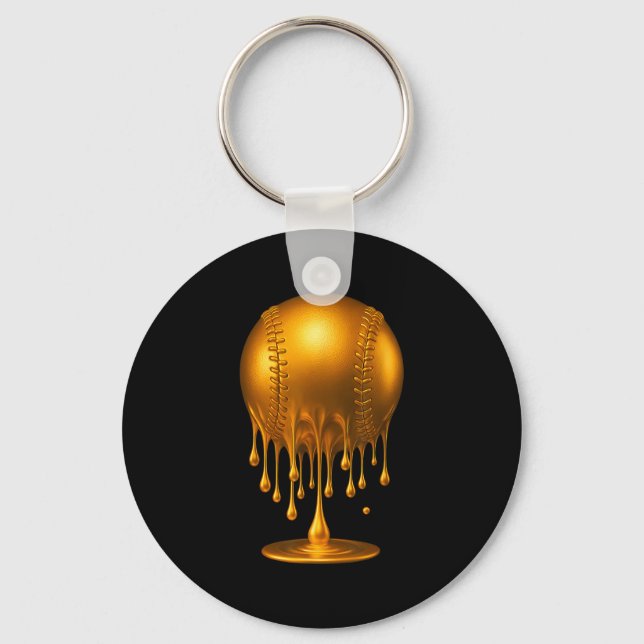 Dripng Gold Baseball Respect The Drip Baseball Bal Key Ring (Front)