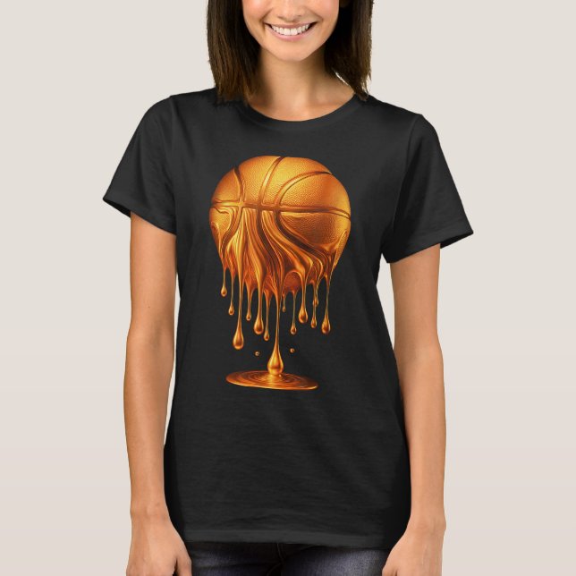 Dripng Gold Basketball Ball Hoop Net Slam Dunk Mvp T-Shirt (Front)