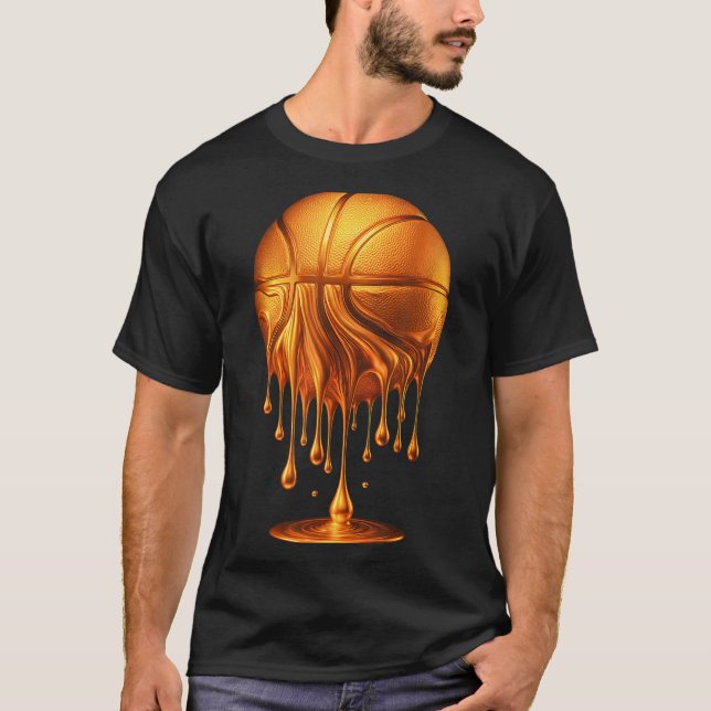 Dripng Gold Basketball Ball Hoop Net Slam Dunk Mvp T-Shirt (Front)