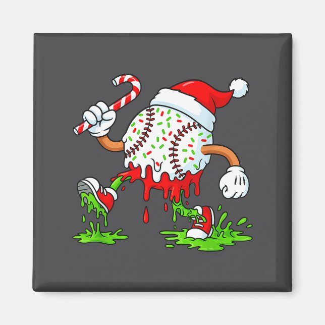 Dripng Ice Cream Baseball Santa Hat, Xmas Pajama K Magnet (Front)