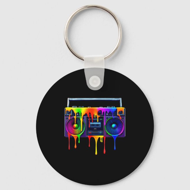 Dripng Paint Boombox Funny Old School 80s Music Hi Key Ring (Front)