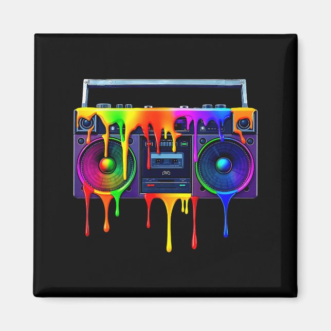 Dripng Paint Boombox Funny Old School 80s Music Hi Magnet (Front)