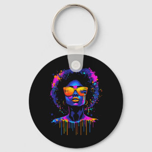 Dripping Afro Black Melanin Queen Juneteenth _1  Key Ring