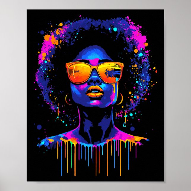 Dripping Afro Black Melanin Queen Juneteenth _1  Poster (Front)