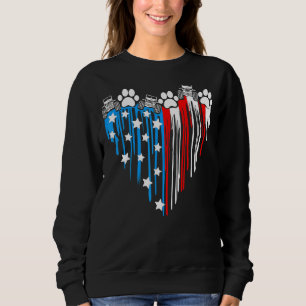 Dripping American Flag Heart Paws Cat Dog Mum Dad Sweatshirt