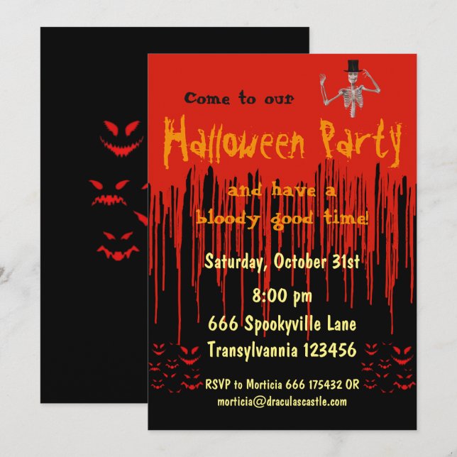 Dripping Blood Halloween Invitation (Front/Back)