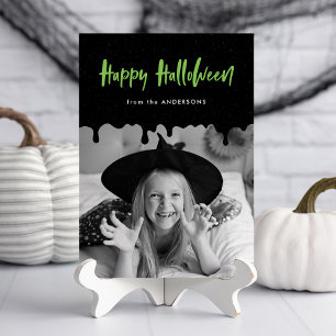 Dripping Blood Lime Green Halloween Photo Card