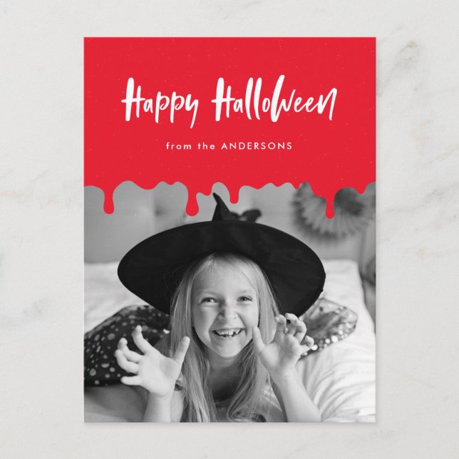 Dripping Blood Red Halloween Photo Holiday Postcard (Front)
