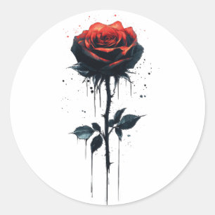 Dripping Blood Rose: Gothic Floral Art Classic Round Sticker