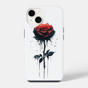 Dripping Blood Rose: Gothic Floral Art iPhone 14 Case
