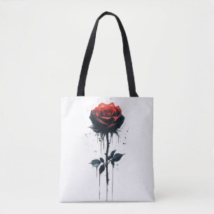 Dripping Blood Rose: Gothic Floral Art Tote Bag