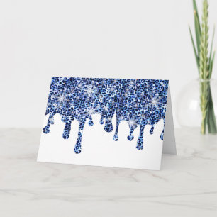 Dripping Blue Cheetah Sparkles Card