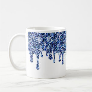 Dripping Blue Cheetah Sparkles Classic Mug