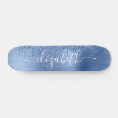 Dripping Blue Glitter Personalized Skateboard (Horz)