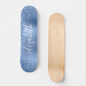 Dripping Blue Glitter Personalized Skateboard (Front)