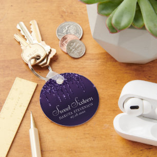 Dripping Chic Glitter   Lavender Purple Shower Key Ring