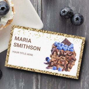Dripping Chocolate Cake Slice Pastry Chef Bakery Business Card