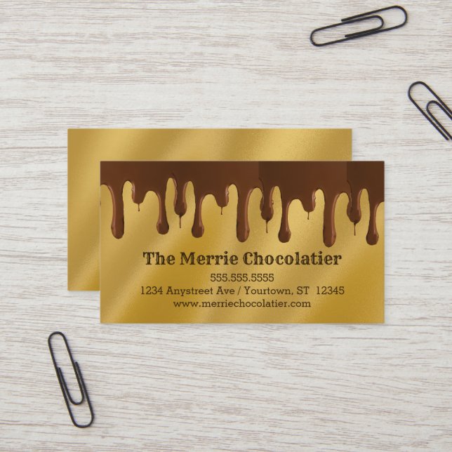 Dripping Chocolate Candy Chocolate Shop Business Card (Front/Back In Situ)