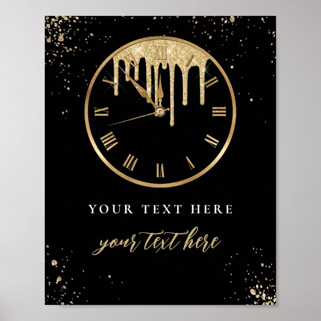Dripping Clock New Years Eve Editable Sign (Front)
