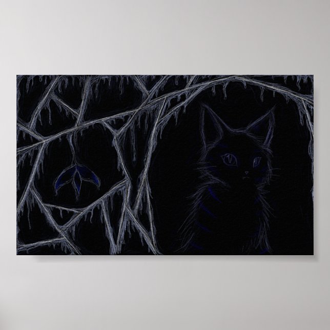 Dripping cobwebs cat poster (Front)