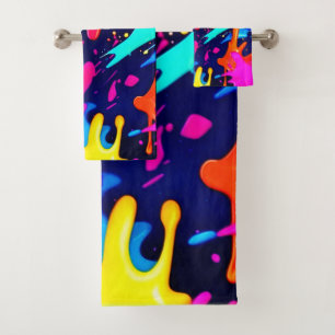 Dripping Colour Chaos Bath Towel Set
