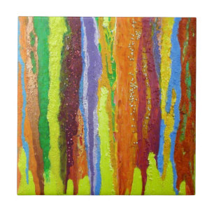 Dripping Colours Abstract Art Design Gifts Ceramic Tile