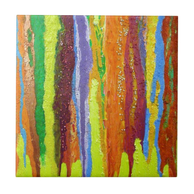 Dripping Colours Abstract Art Design Gifts Ceramic Tile (Front)