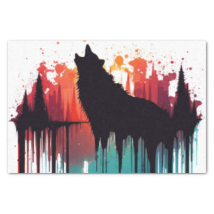 Dripping Colours of the Wind Howling Wolf Decoupag Tissue Paper