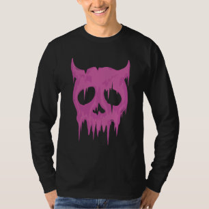 Dripping Demon Skull in Neon Pink T-Shirt