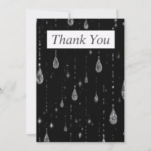 Dripping Diamonds on Black Thank You Card
