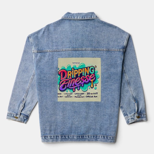  "Dripping Finesse Graffiti" Women's Jean Denim Jacket (Back)