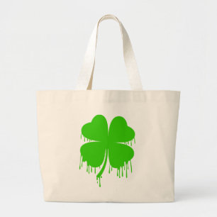 Dripping Four Leaf Clover Large Tote Bag