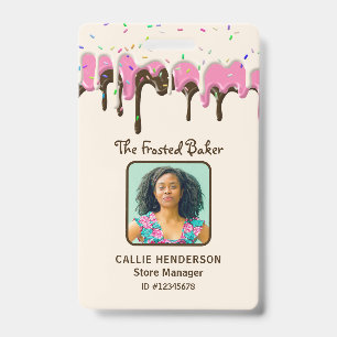 Dripping Frosting Pastry Bakery Business Employee ID Badge