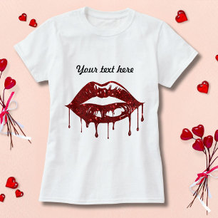 Dripping Glitter Lips Design T-Shirt